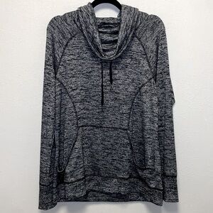 Reebok Black Heathered Cowl Neck Lightweight Cozy Pullover Sweatshirt 3297